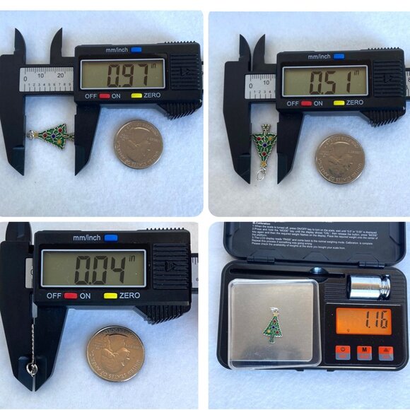 VTG Sterling Silver 925 Multicolored Enamel Christmas Tree Charm Pendant - Picture 10 of 16